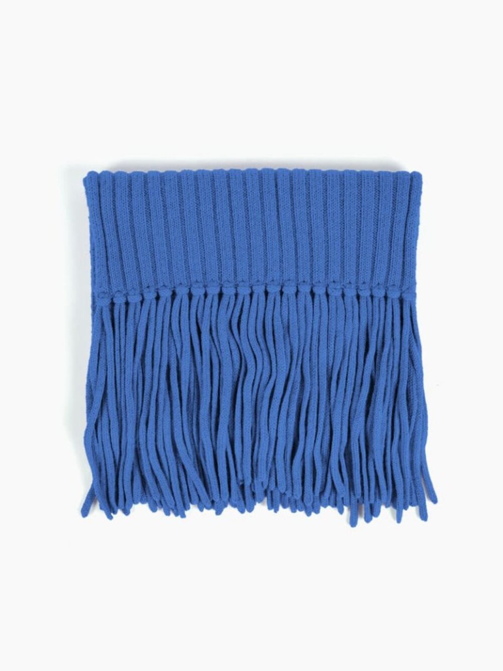 Ribbed Baby Alpaca Fringe Scarf - Lapis Blue